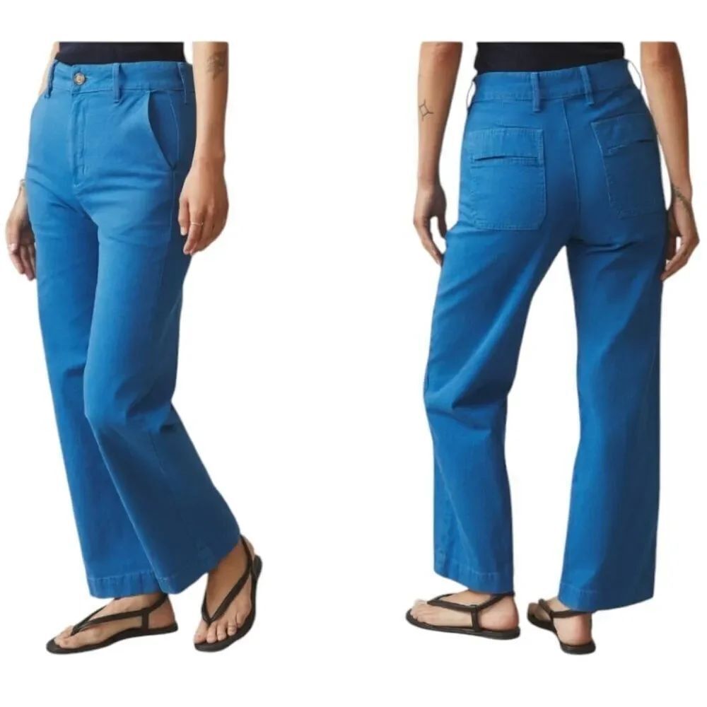 NEW American Giant Women's Wide Leg Pant Blue Sail Made In USA Size 10